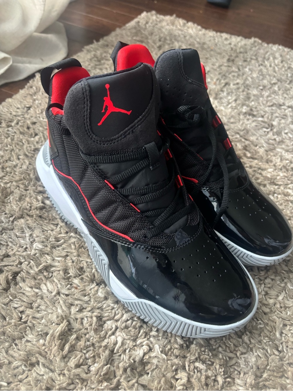 Jordan Black and Red High-Top Sneakers
